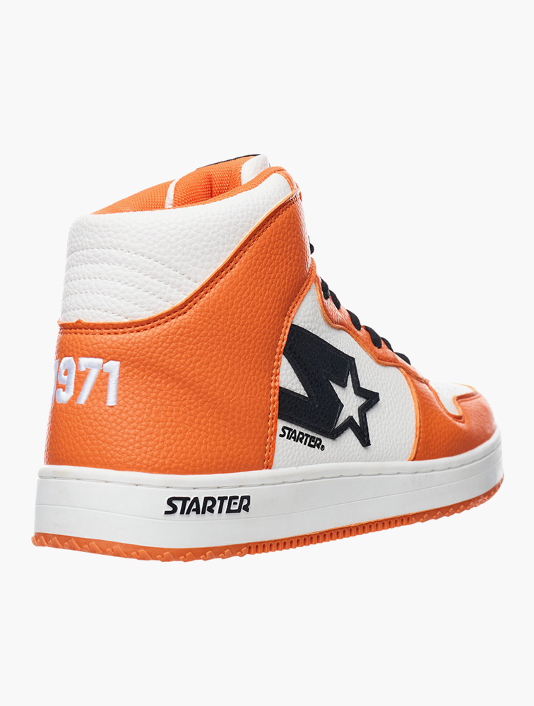 starteam もばじゅー MyRunway | Shop Starter White and Orange Slam Hi Sneakers for